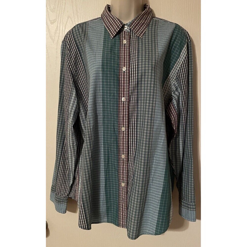 Vintage Tommy Hilfiger Multi Plaid Color Blocked Long Sleeve 90’s Shirt Mens XL